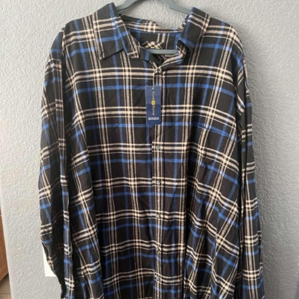 Macy's Club Room LS 3XLT Button Down Plaid Shirt NWT